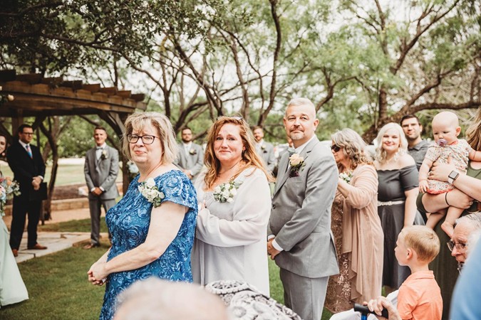 "Family & Friends Watch Bride's Arrival To Pergola"