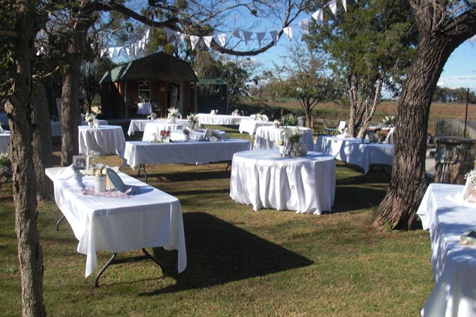 "Outdoor Linen Covered Tables"