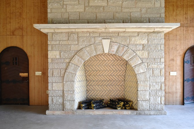 "Close Up Of Rock Fireplace"