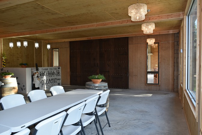 "Building With Doors Closed With Window Acces Into Pavilion"