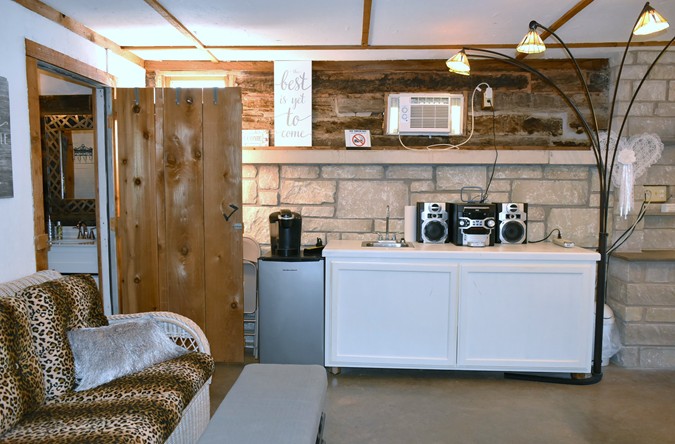 "Refrigerator & Cabinet Space With Sink"