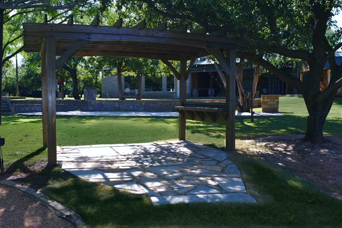 "View Of Building & Pavilion From The Pergola"