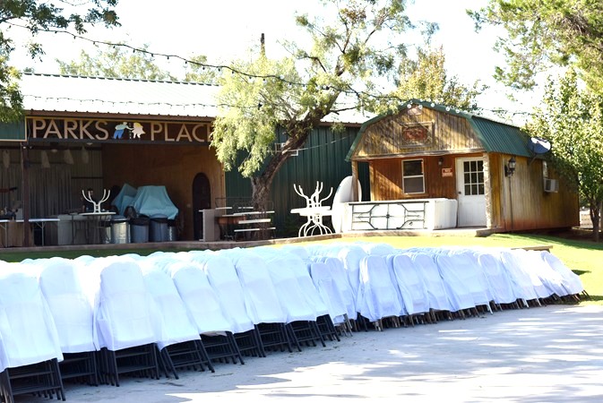 "Your Items Ready For Setup-Closet In Pavilion For Your Food & Serving Items"