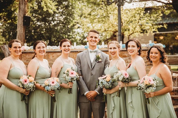"And Groom & Bridesmaids Photo"