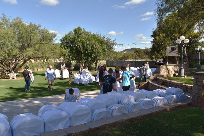 "Family & Friends Set Up 417 Chairs in Record Time"