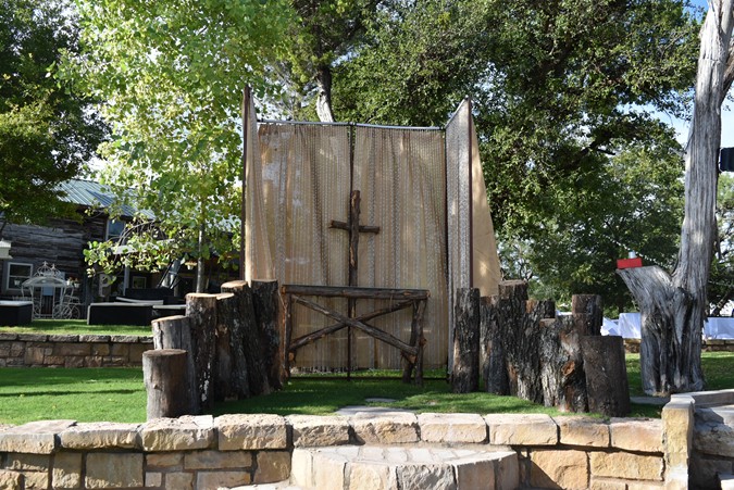 "Table With Cross Finishes Backdrop Set Up"