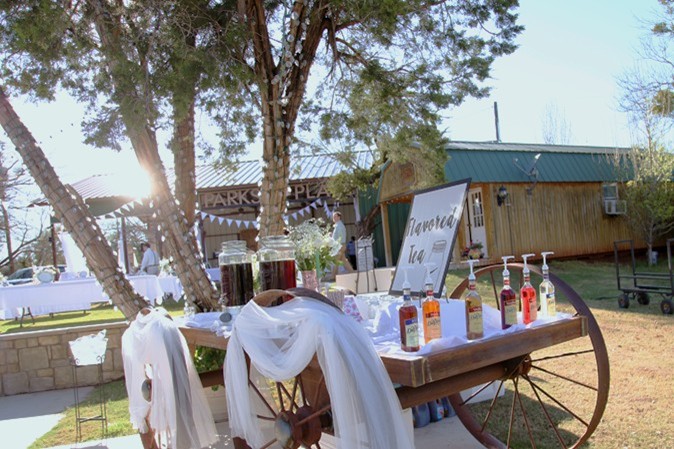 "Flavored Tea Served from Rustic Wagon"