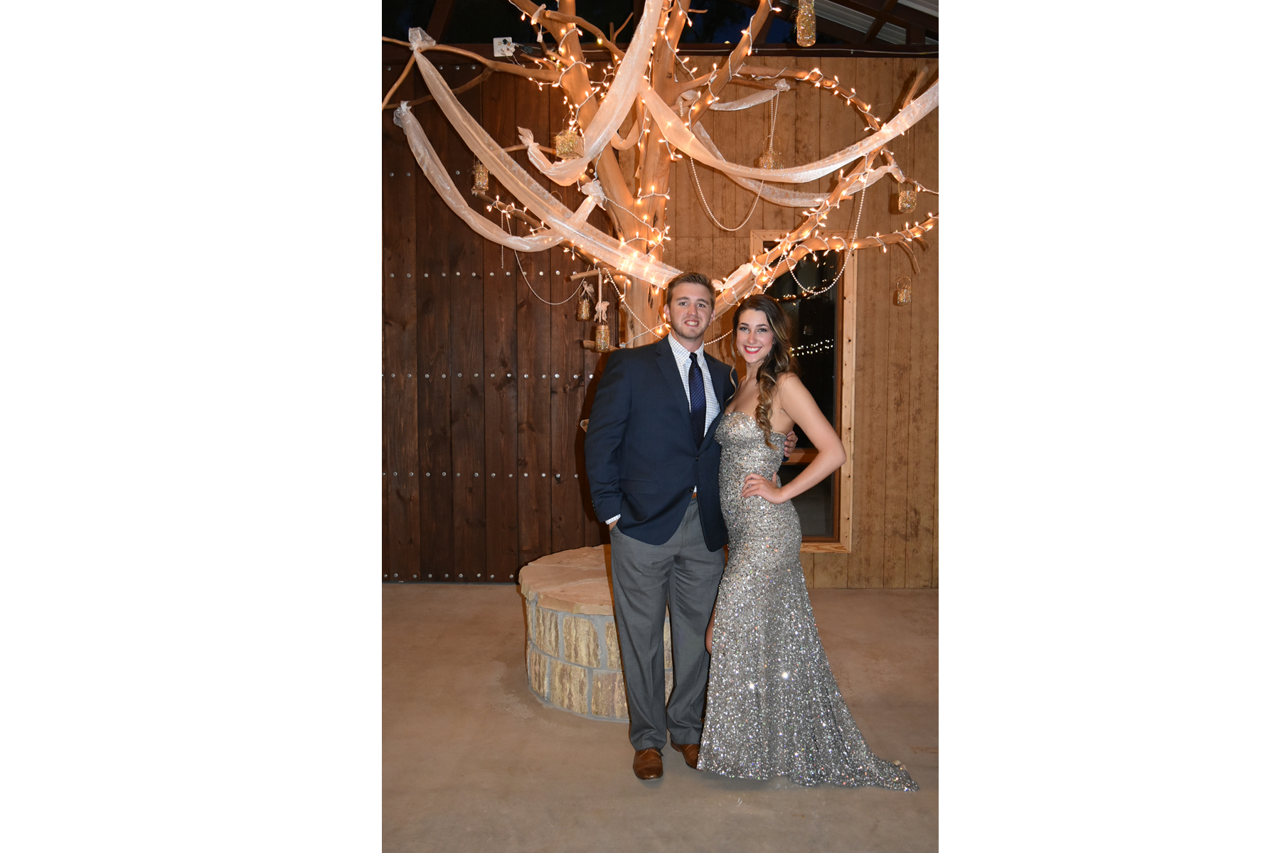"Snapshots With Lighted & Decorated Tree In Pavilion"